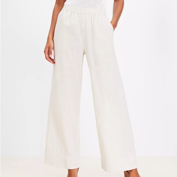 LOFT Pants - LOFT Wide Leg Pants in Natural Linen. Pull on style. Size XL. Brand new!